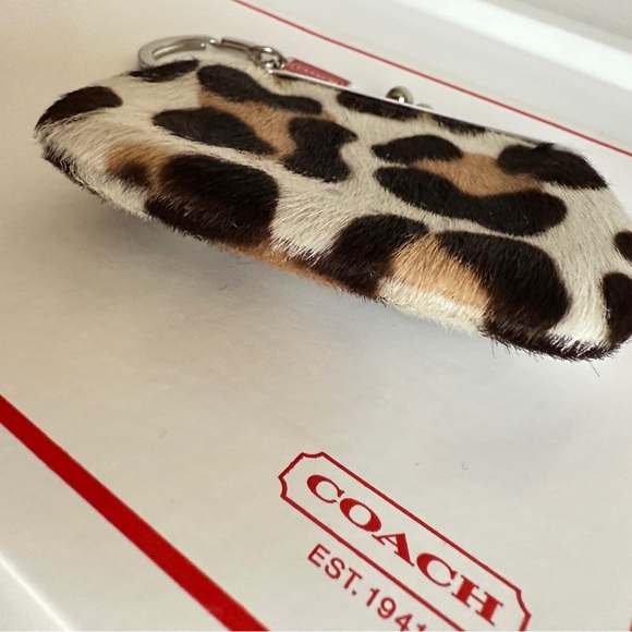 🔴Coach RARE Vintage Ocelot Leopard Calf Hair Fur Kisslock Frame Coin Purse Key - Picture 8 of 14